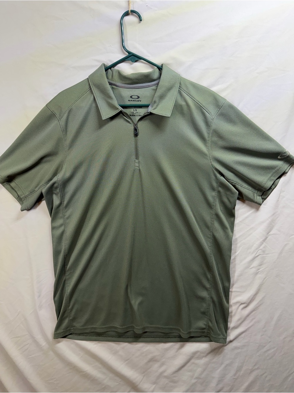 Oakley Sage Green Short-Sleeve Quarter-Zip Polo